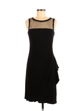 Scarlett Black Sleeveless Midi Dress with Sheer Yoke